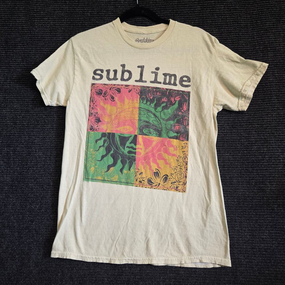 Sublime Sun Graphic T-Shirt Mens Small Cream Beige Band Merch Tee S
